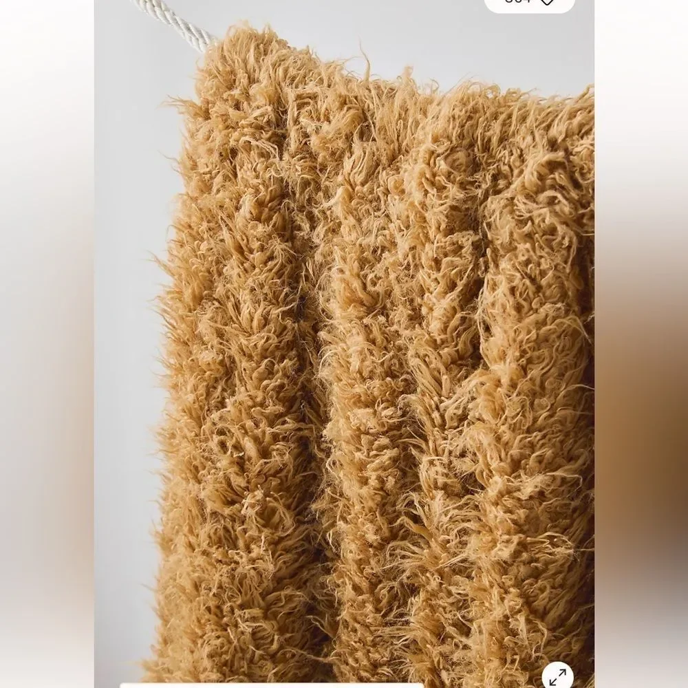 Free People FuRmanity Plush Faux Fur Blanket Orange Throw